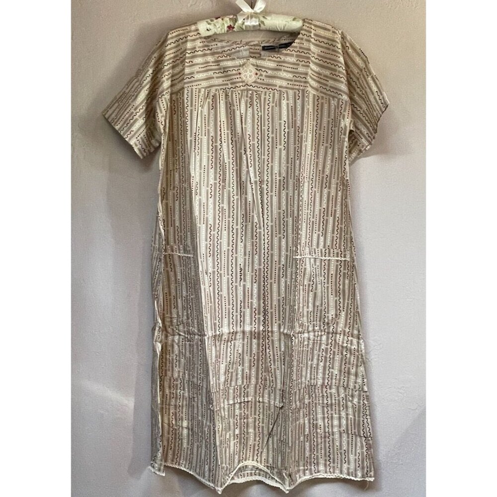 New Gudrun Sjoden Womens Lina Dress Medium  Scoop Neck Short Sleeve Brown
